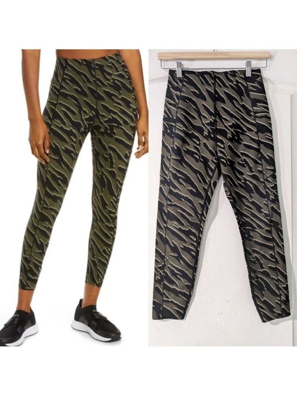 NEW Sweaty Betty | Zero Gravity Pocket 7/8 Running Leggings Green Zebra Print